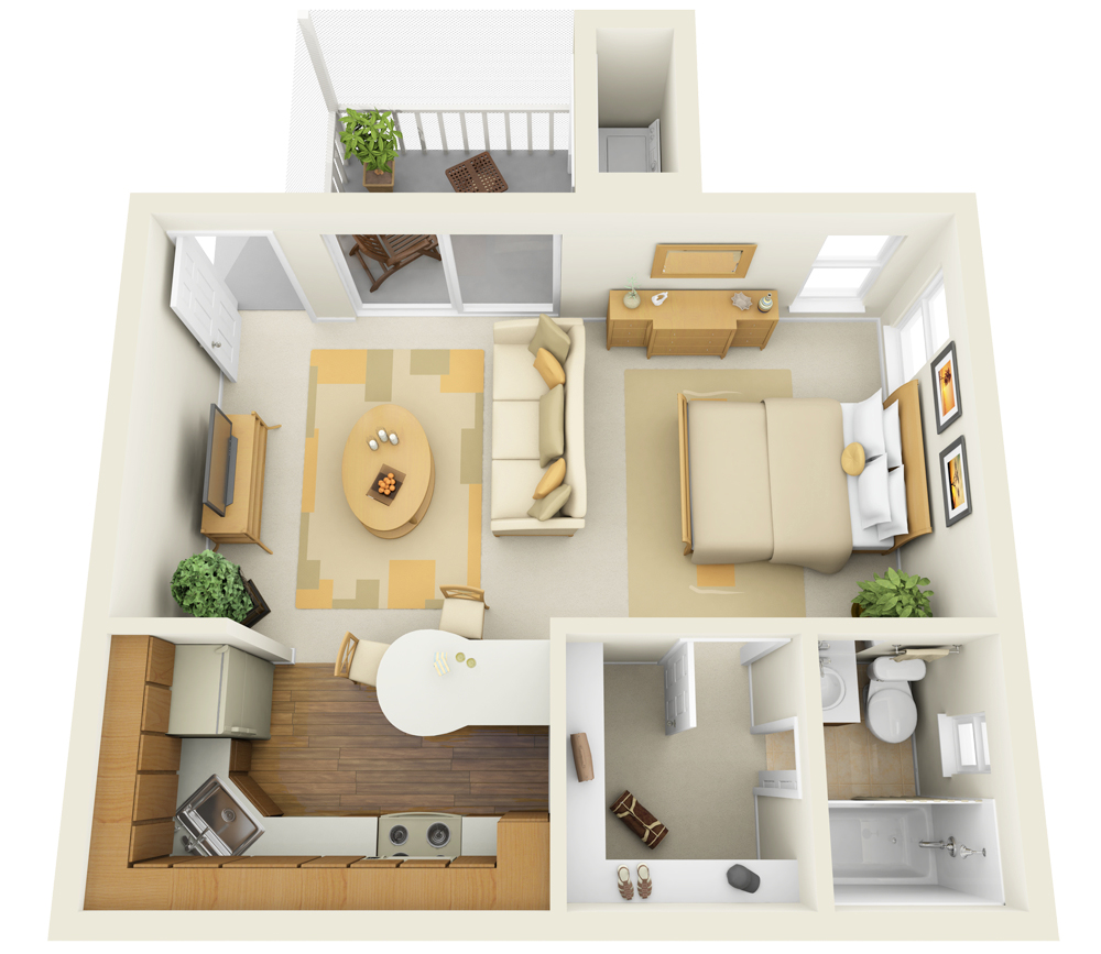 Impressive 3D Studio Apartment Floor Plans 1000 x 867 · 405 kB · jpeg